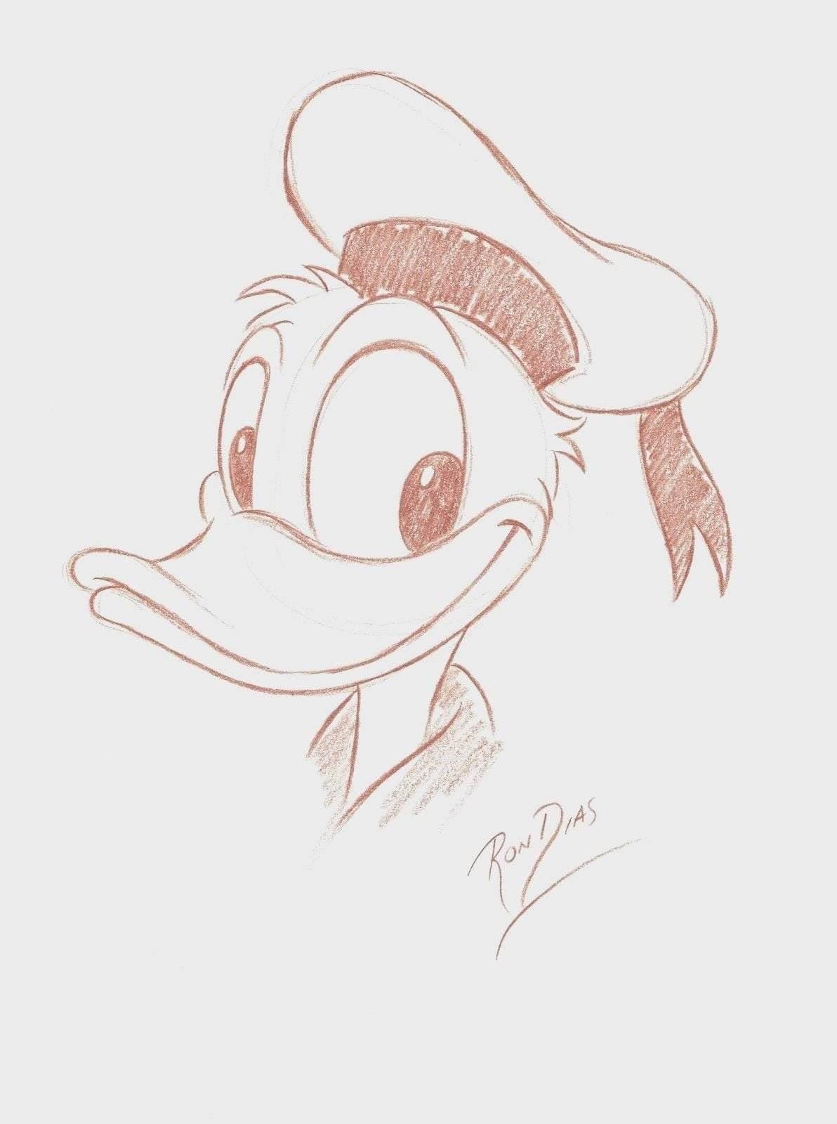 ron-dias-hand-drawing-signed-authentic-sketch-of-donald-duck-disney-mickey-mouse-inscriptagraphs-memorabilia-1